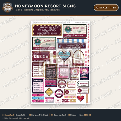 Alpine Railworks 30700O O Scale Honeymoon Resort Signs