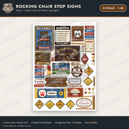 Alpine Railworks 30984O O Scale Roadside Signs - Giant Rocking Chair