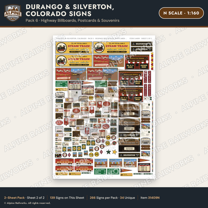 Alpine Railworks 31409N N Scale Durango CO Signs - Billboards
