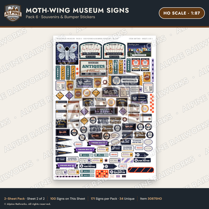 Alpine Railworks 30875HO HO Scale Roadside Signs - Mothman Museum