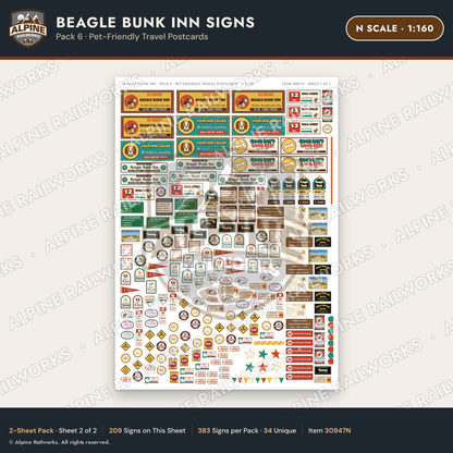 Alpine Railworks 30947N N Scale Roadside Signs - Dog-Shaped Inn