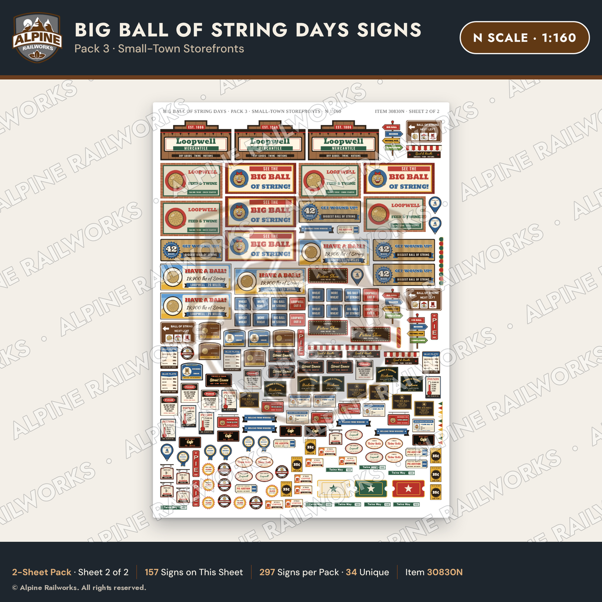 Alpine Railworks 30830N N Scale Roadside Signs - Giant Ball of Twine
