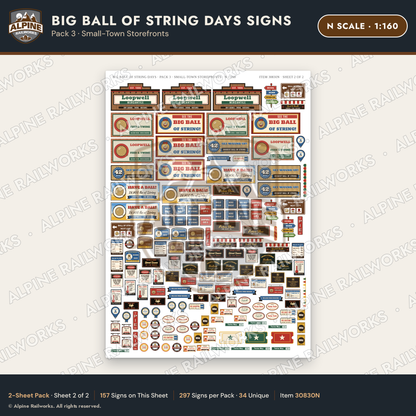 Alpine Railworks 30830N N Scale Roadside Signs - Giant Ball of Twine