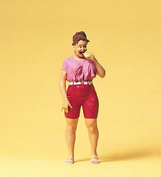 Preiser 45502 G Scale Pedestrians -- Woman w/Hot Dog