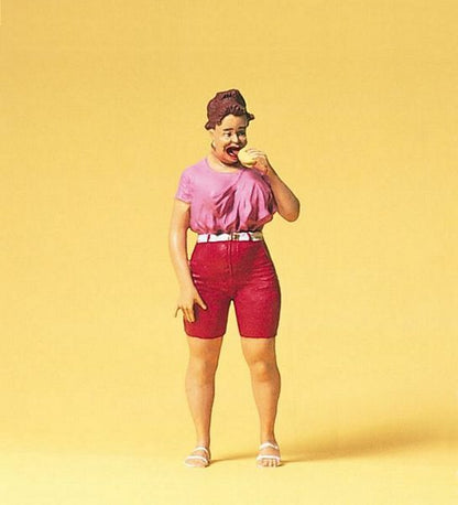 Preiser 45502 G Scale Pedestrians -- Woman w/Hot Dog