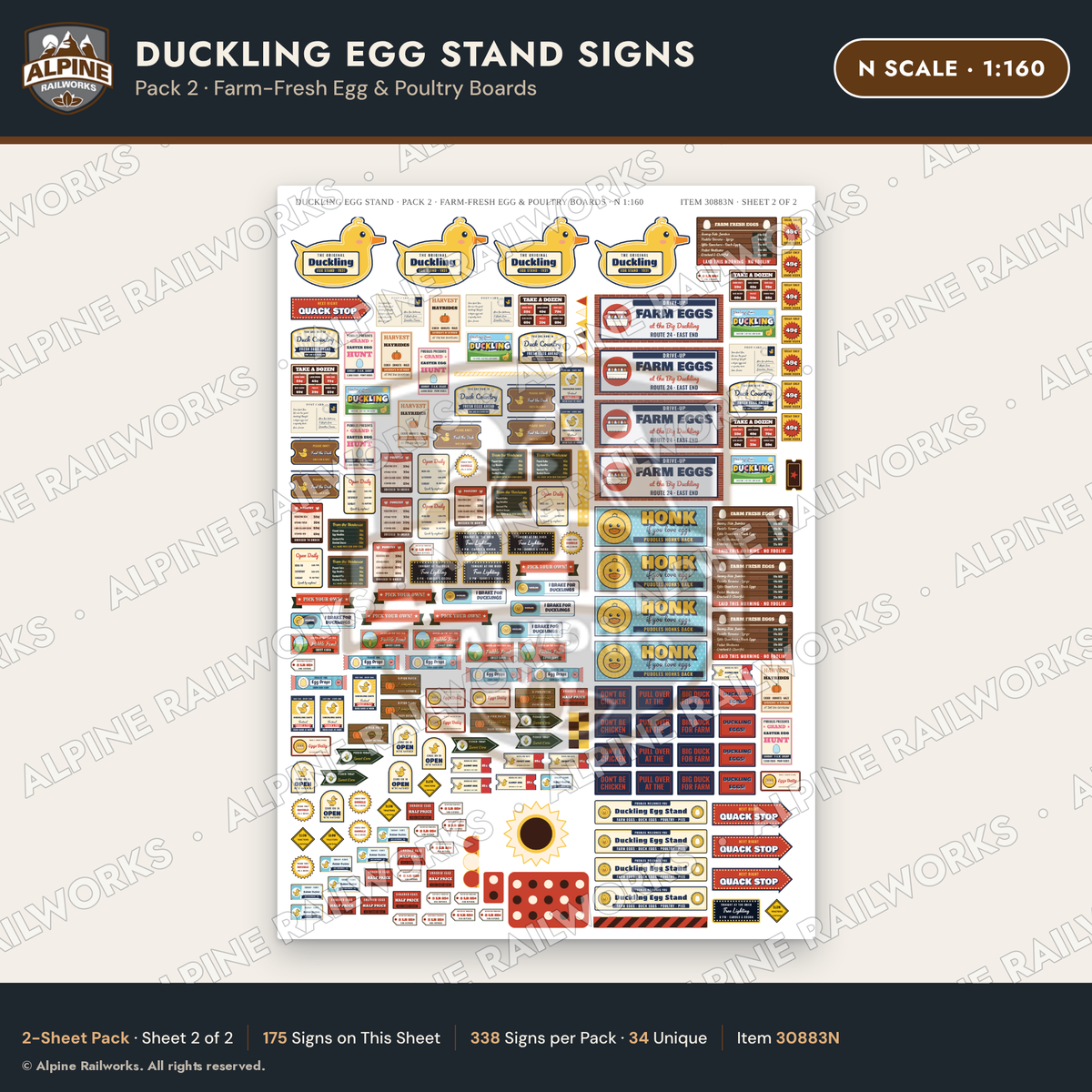 Alpine Railworks 30883N N Scale Roadside Signs - Giant Duck Farm Stand