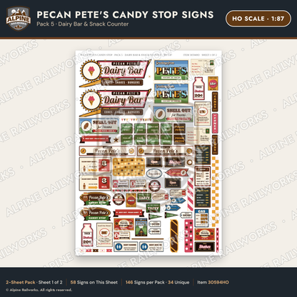 Alpine Railworks 30594HO HO Scale Roadside Signs - Pecan Candy Stop