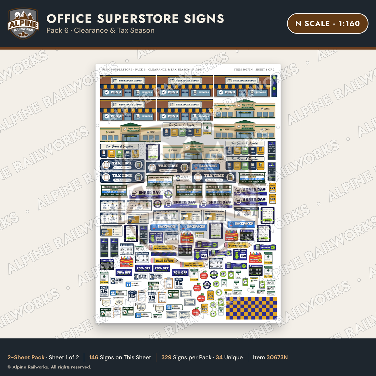 Alpine Railworks 30673N N Scale Office Superstore Signs - Clearance
