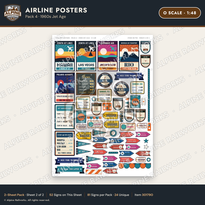 Alpine Railworks 30179O O Scale Airline Posters - 1960s Jet Age
