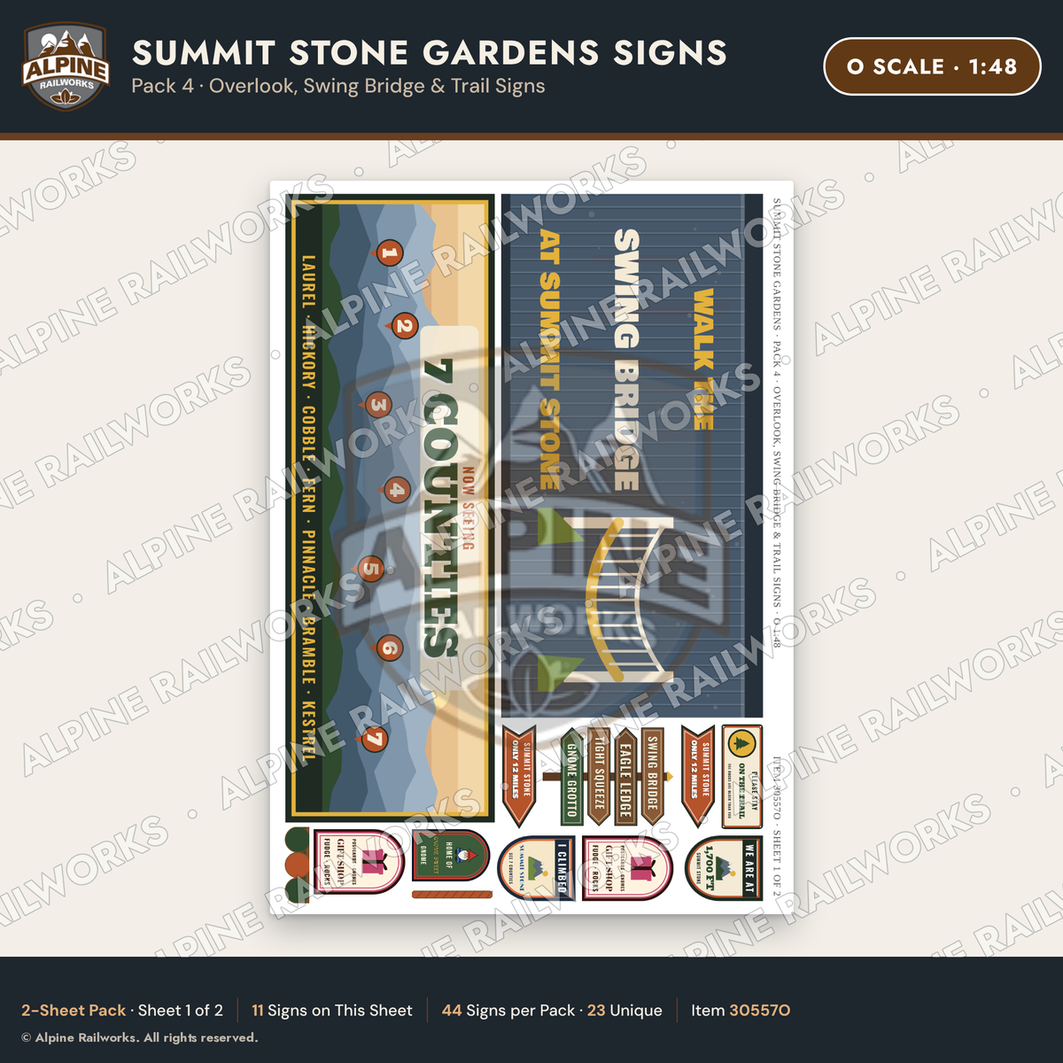 Alpine Railworks 30557O O Scale Roadside Signs - Rock Garden