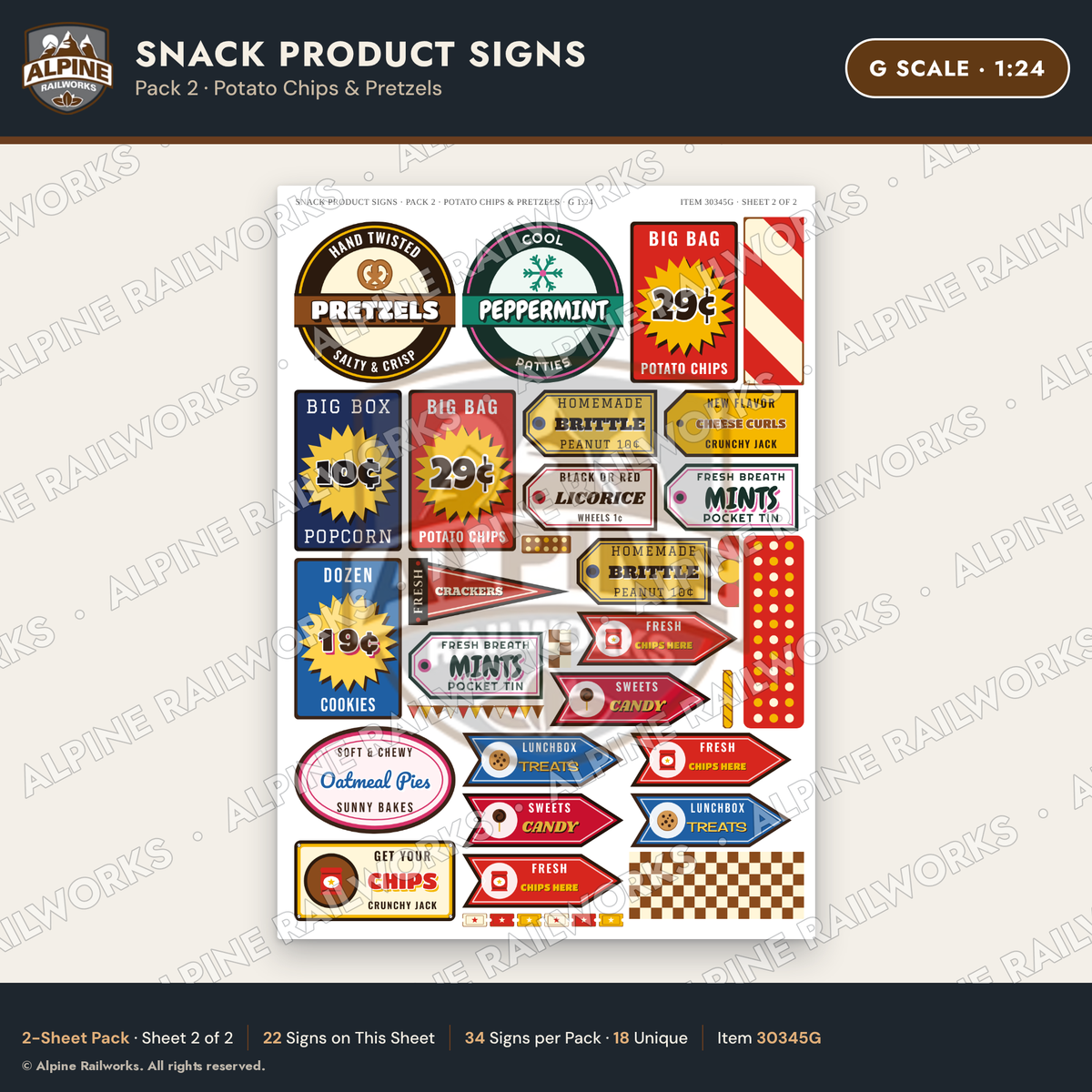 Alpine Railworks 30345G G Scale Snack Product Signs - Potato Chips