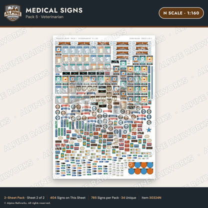 Alpine Railworks 30324N N Scale Medical Signs - Veterinarian