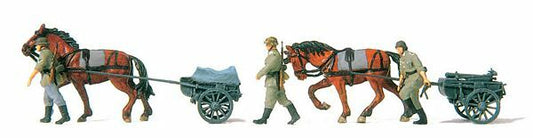 Preiser 16576 HO Scale Former German Army WWII Horse-Drawn Transport (Kit)
