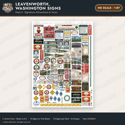 Alpine Railworks 31438HO HO Scale Leavenworth WA Signs - Attractions