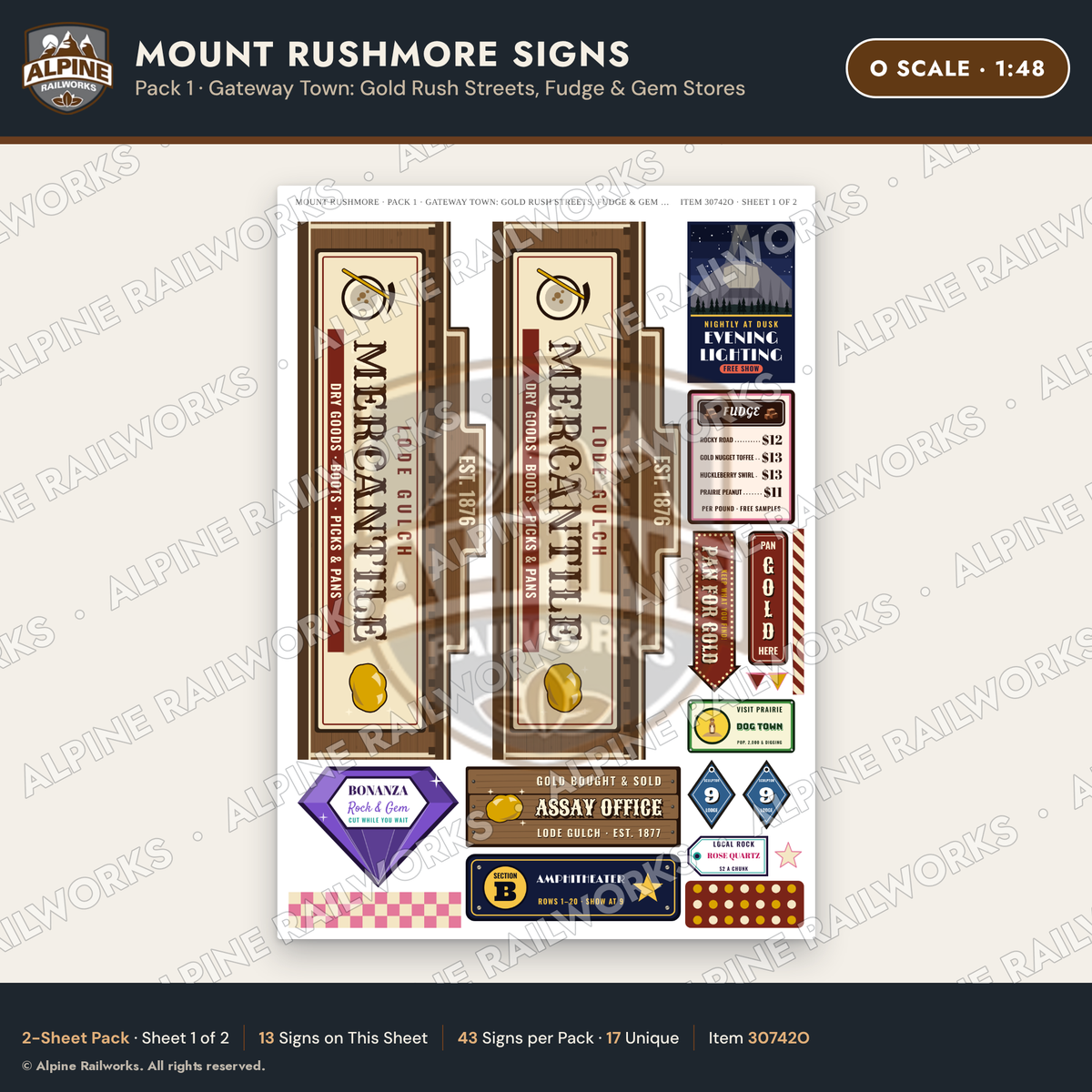 Alpine Railworks 30742O O Scale Tourist Signs - Mount Rushmore