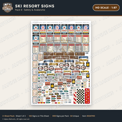 Alpine Railworks 30247HO HO Scale Ski Resort Signs - Safety
