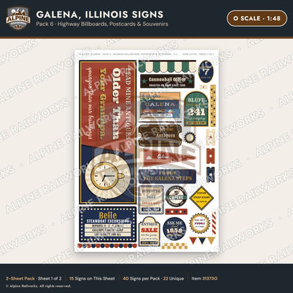 Alpine Railworks 31373O O Scale Galena IL Signs - Billboards