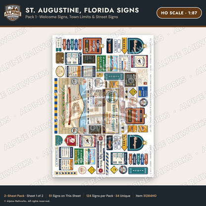 Alpine Railworks 31284HO HO Scale St. Augustine FL Signs - Welcome