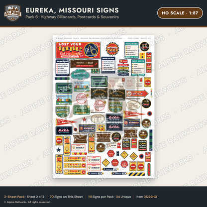 Alpine Railworks 31229HO HO Scale Eureka MO Signs - Billboards