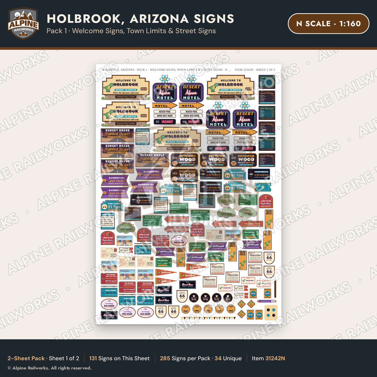 Alpine Railworks 31242N N Scale Holbrook AZ Signs - Welcome Signs