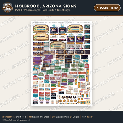 Alpine Railworks 31242N N Scale Holbrook AZ Signs - Welcome Signs
