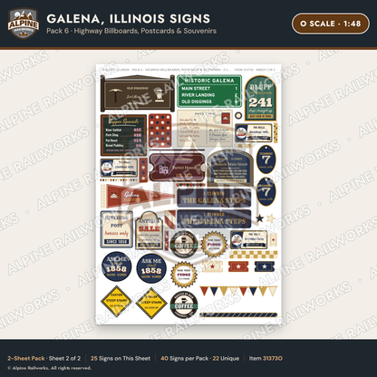 Alpine Railworks 31373O O Scale Galena IL Signs - Billboards