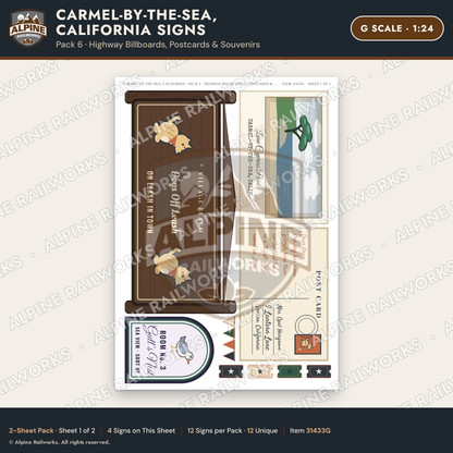 Alpine Railworks 31433G G Scale Carmel CA Signs - Billboards