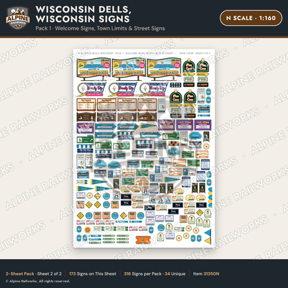 Alpine Railworks 31350N N Scale Wisconsin Dells Signs - Welcome Signs