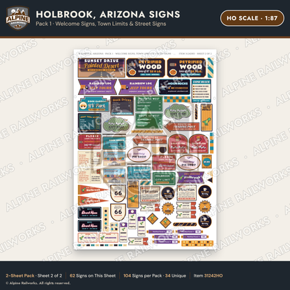 Alpine Railworks 31242HO HO Scale Holbrook AZ Signs - Welcome Signs