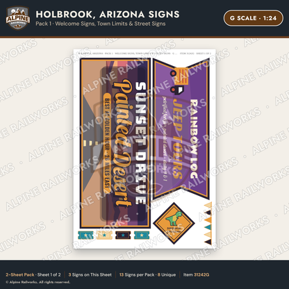 Alpine Railworks 31242G G Scale Holbrook AZ Signs - Welcome Signs