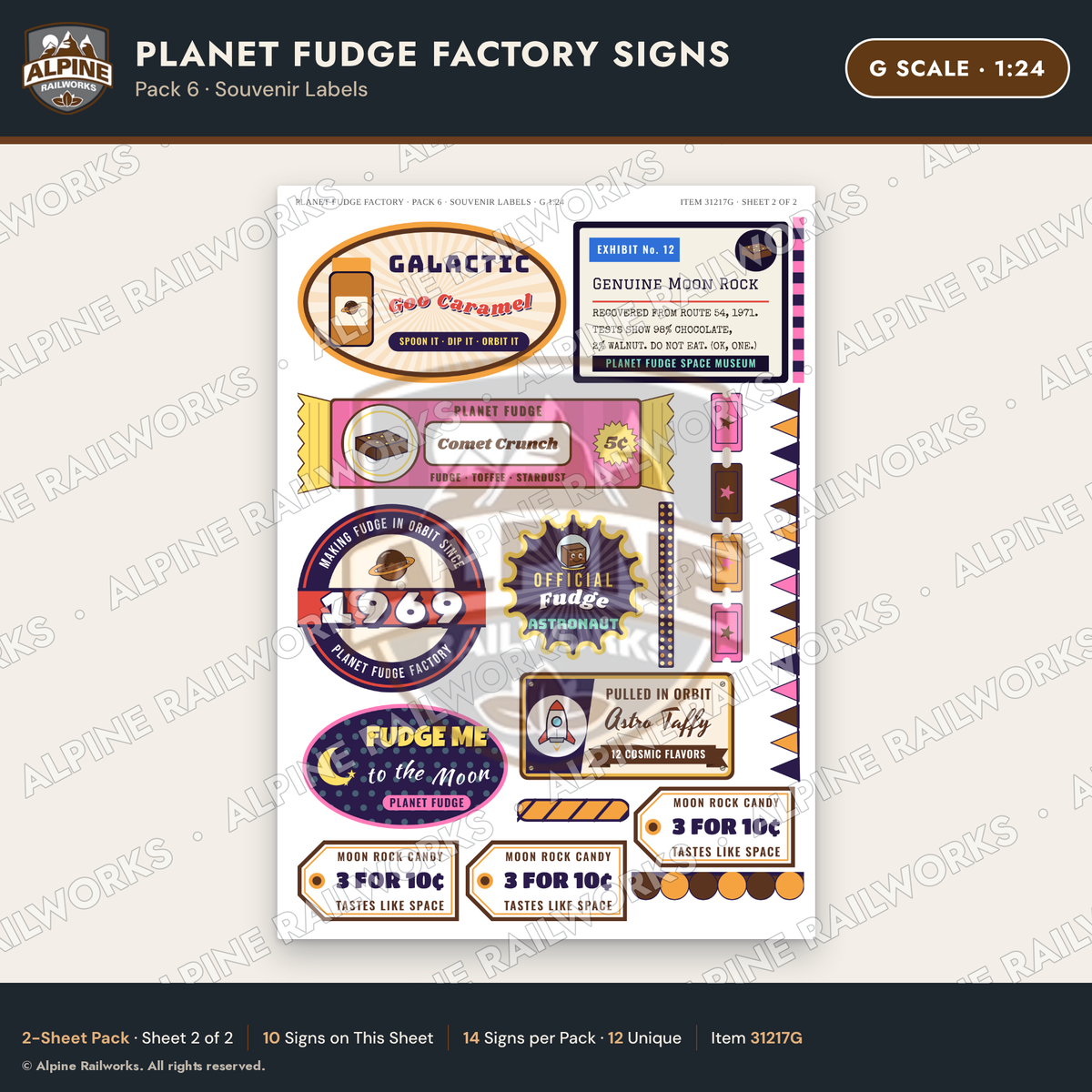 Alpine Railworks 31217G G Scale Fudge Factory Signs - Souvenir Labels