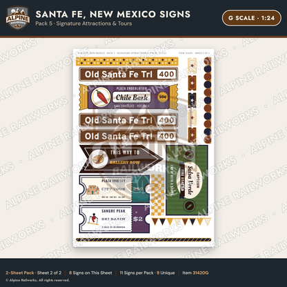 Alpine Railworks 31420G G Scale Santa Fe NM Signs - Attractions