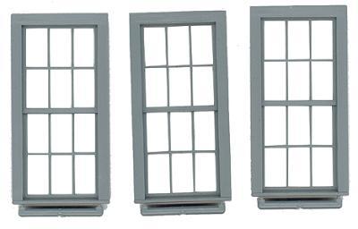 Grandt Line 3763 O Scale Double-Hung Windows -- 6-Over-6, Scale 38 x