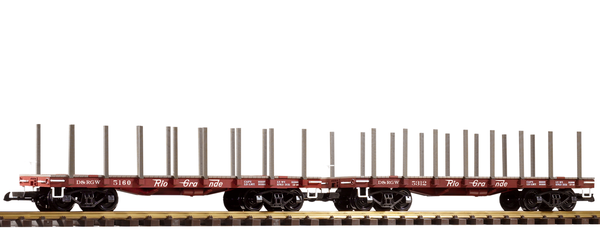 Piko 38771 G Scale D&RGW Flatcar w/Stakes, 2-Pack