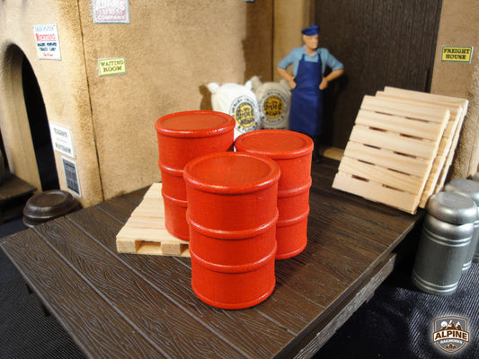 Alpine Railworks 1006 G Scale Oil Barrels (Plain, Orange) (3)