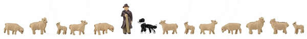 Faller 155901 N Scale Shepherd, Dog and 12 Sheep