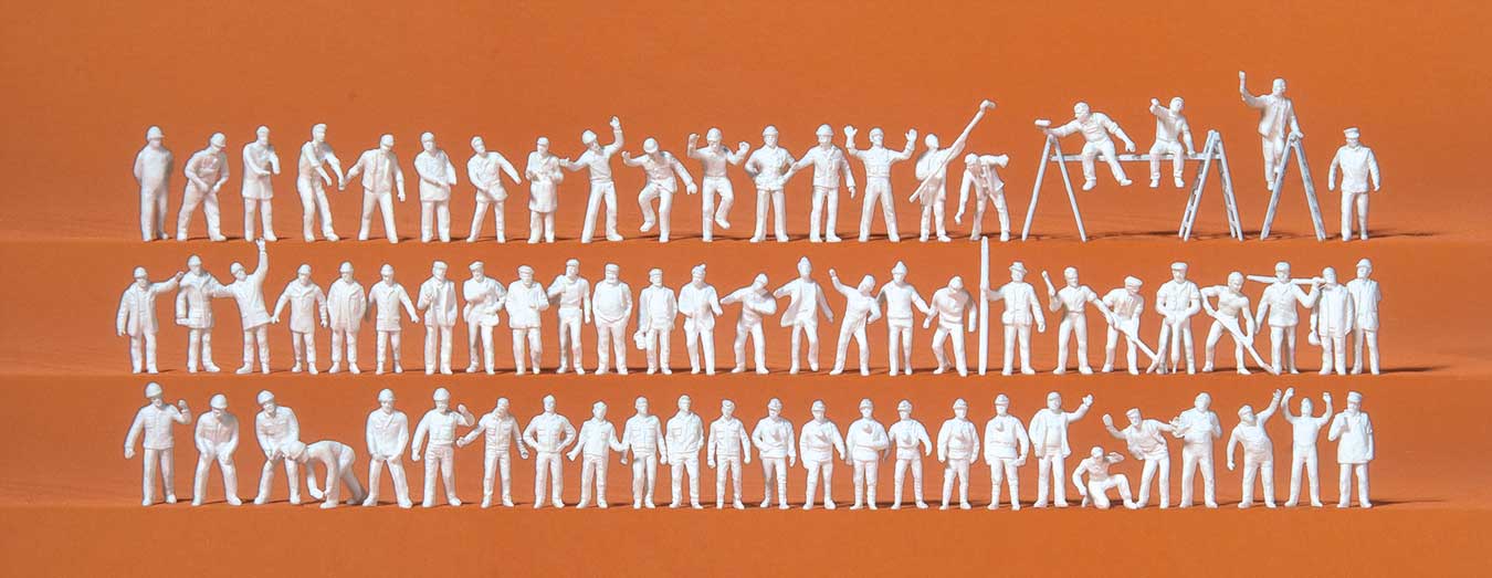 Preiser 79009 N Scale Working People Unpainted Figure Set -- pkg(70)