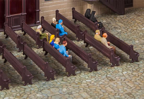 Faller 180989 HO Scale Church Benches - Pews -- pkg(7)