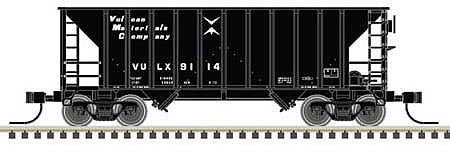 Atlas 50005392 N Scale Greenville 100-Ton 2-Bay Hopper - Ready to Run - Master(TM) -- Vulcan Materials 9125 (black, white)