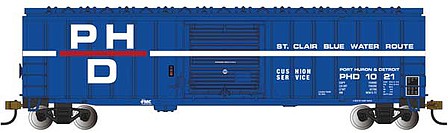 Bachmann 19614 HO Scale ACF 50'6" Outside-Braced Sliding-Door Boxcar - Ready to Run - Silver Series -- Port Huron & Detroit 1021 (blue, white, red)