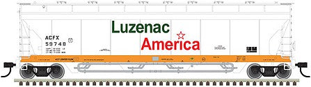 Atlas 20006273 HO Scale Pressureaide Centerflow Hopper - Ready to Run - Master(R) -- Luzenac America 59755 (green, orange, white)