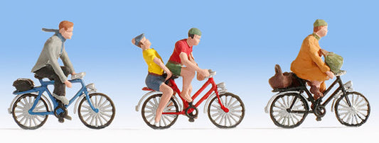 Noch 36898 N Scale Cyclists -- 3 People & 2 Bikes Set