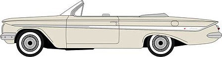 Oxford 87ci61005 HO Scale 1961 Chevy Impala Convertible - Assembled -- Almond Beige, White
