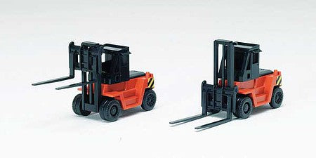 Tomytec 3518 N Scale Forklift -- Orange, Black pkg(2)