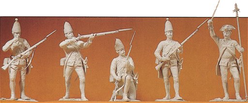 Preiser 57811 44220 Scale Unpainted Prussian Soldiers 1/24 Scale -- Infantry Firing A Volley