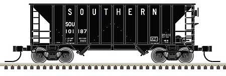 Atlas 50005389 N Scale Greenville 100-Ton 2-Bay Hopper - Ready to Run - Master(TM) -- Southern Railway #101486 (black, white)