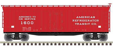 Atlas Model Railroad 20005842 HO Scale 40' Wood Reefer - Ready to Run - Master(R) -- American Refrigerator Transit 1600 (red, black, Ice Service)