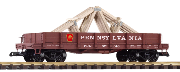 Piko 38754 G Scale PRR Low-Side Gondola w/Roof Trusses