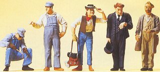 Preiser 65342 O Scale Workers -- US Track Workers, Conductor & Hobos