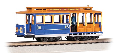 Bachmann 60528 HO Scale Cable Car with Grip Man - Standard DC -- 16 (blue, tan)